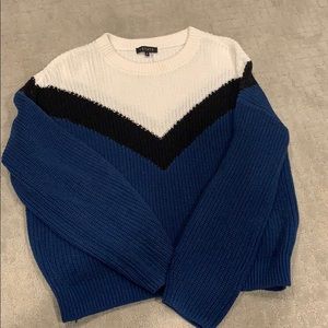 Blue, black and white cropped sweater